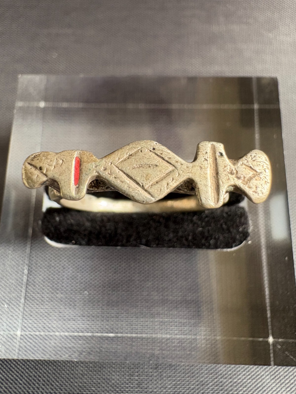 Vintage Silver Tuareg Ring Hand Engraved Design Tribal Ring Flat Top Size 7.5 US