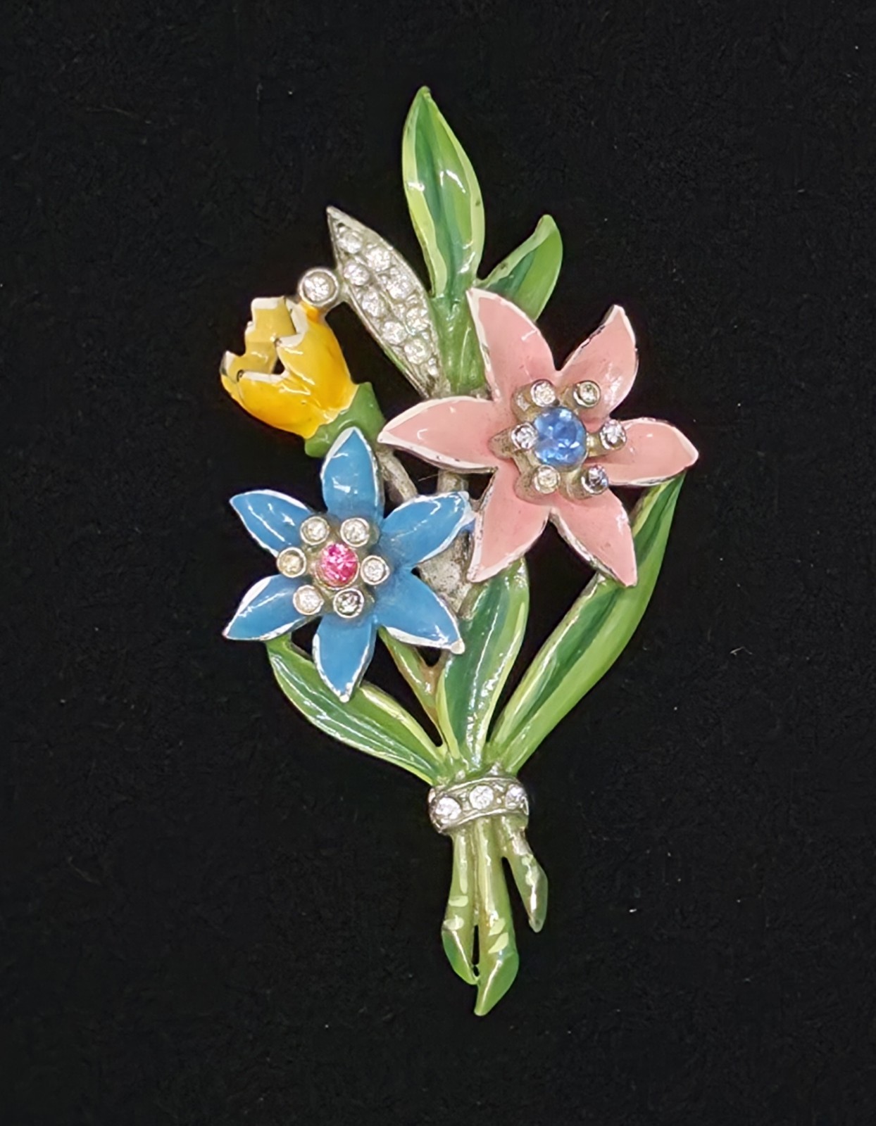 Vtg 1930s Coro Style Floral Bouquet Spray Brooch Pin