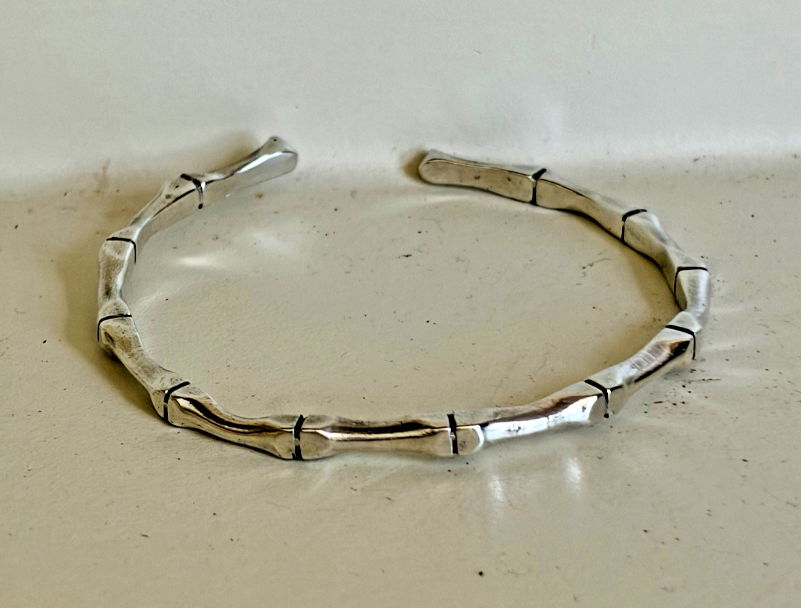 VINTAGE STERLING SILVER BAMBOO STYLE BRACELET