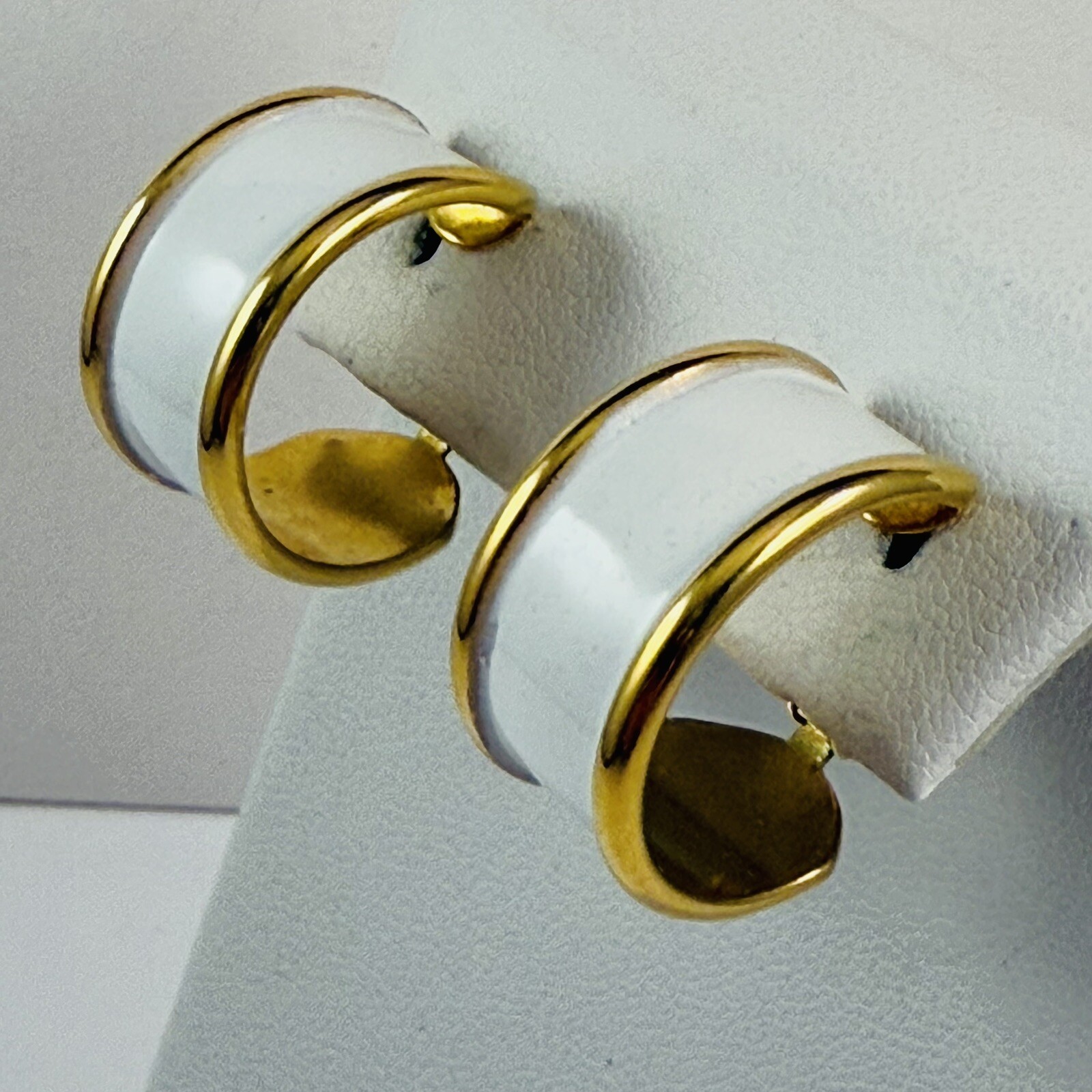 Vintage Two Pair of NAPIER Signed White Adjustable Clip on Earrings Gold Tone
