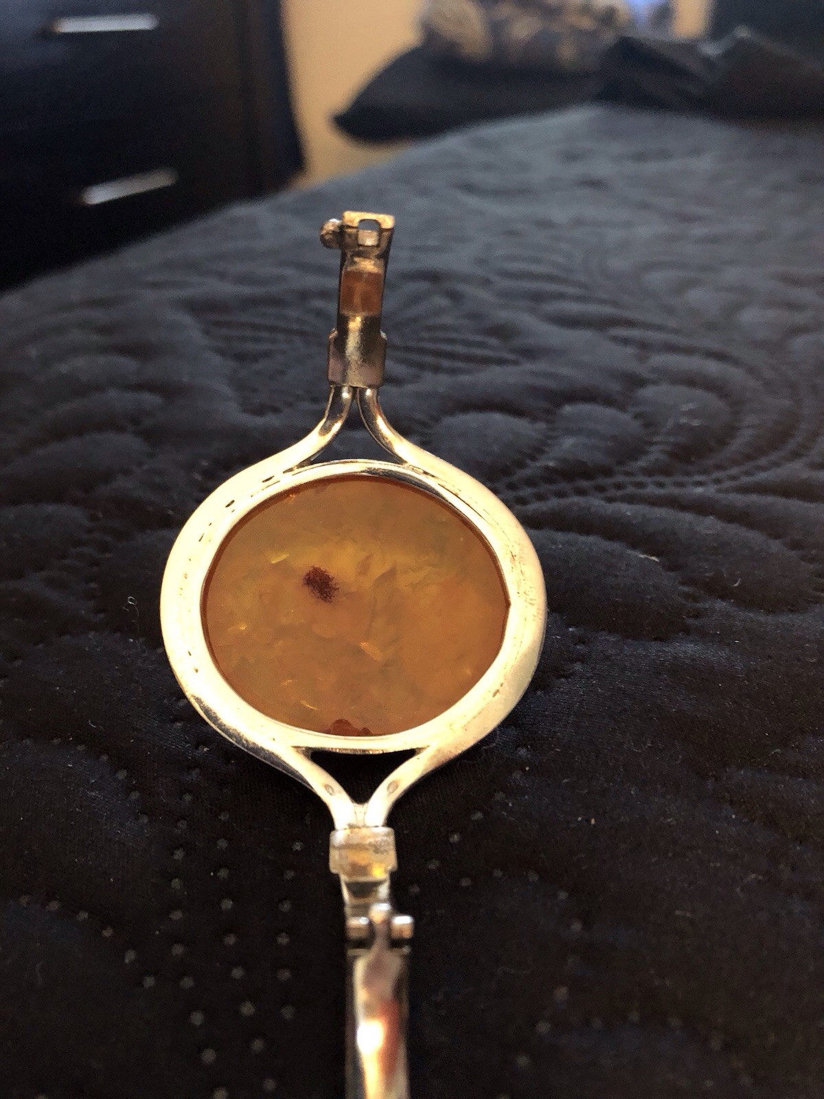 VINTAGE STERLING BALTIC AMBER HINGED  BRACELET