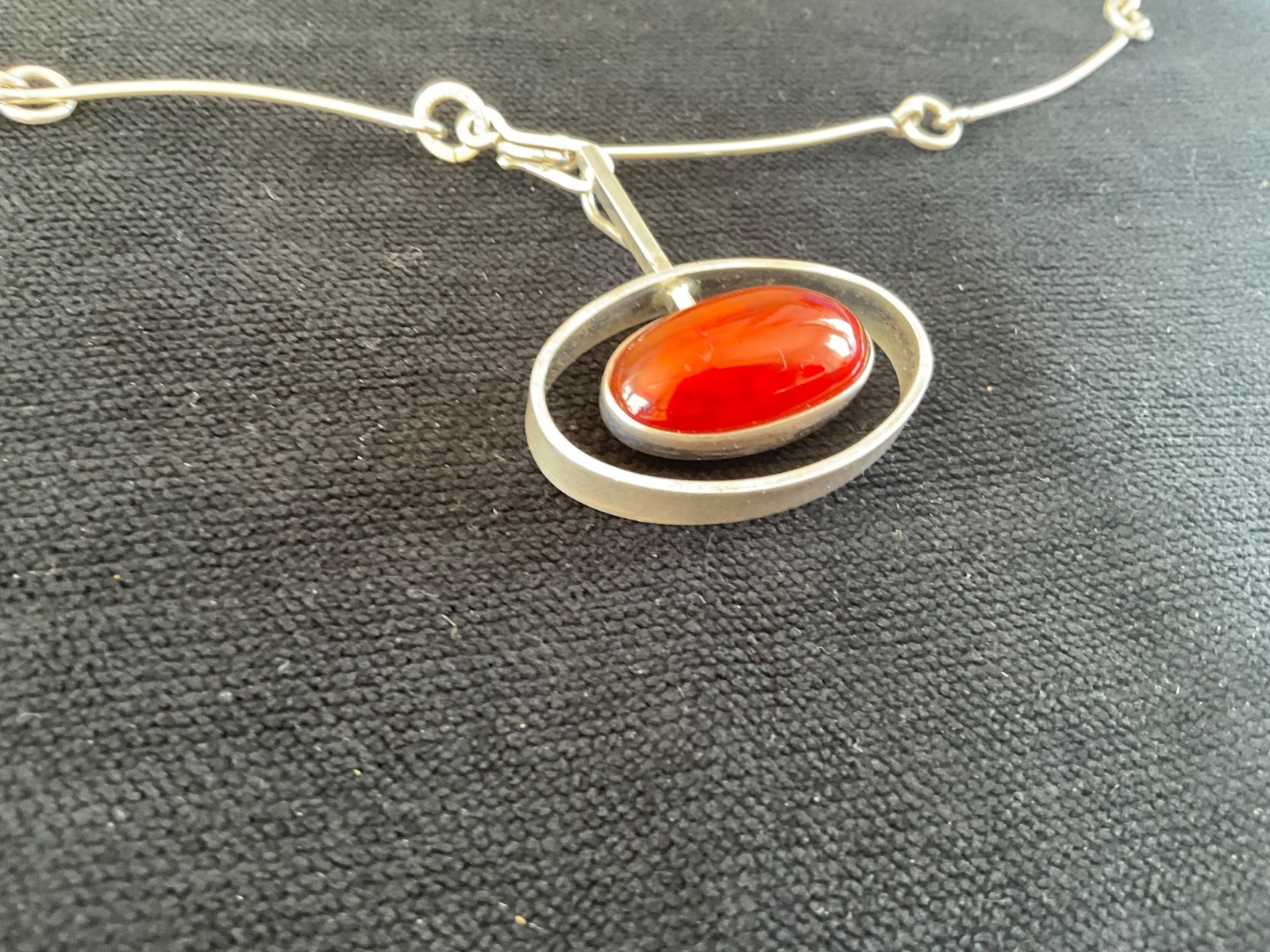 Niels Erik Modernist Denmark N.E. Sterling Silver Necklace 1960’s MCM Pendant