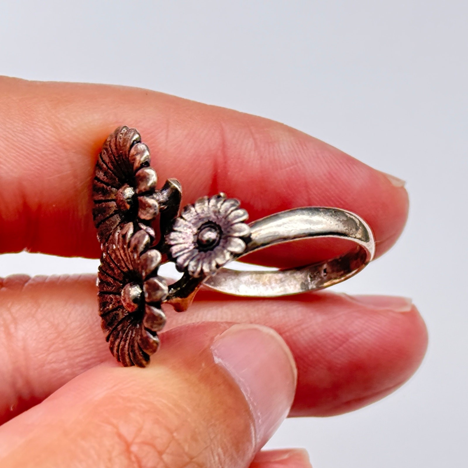 Vintage Daily Flower Sterling Silver Ring Size 10