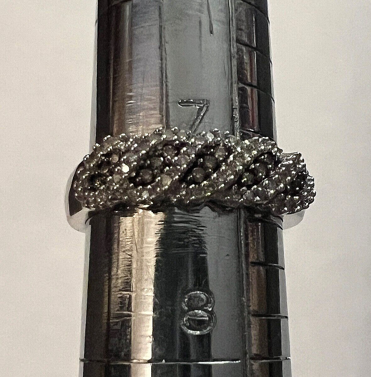 Vintage 10K White Gold White & Brown Diamond Ring Size 7