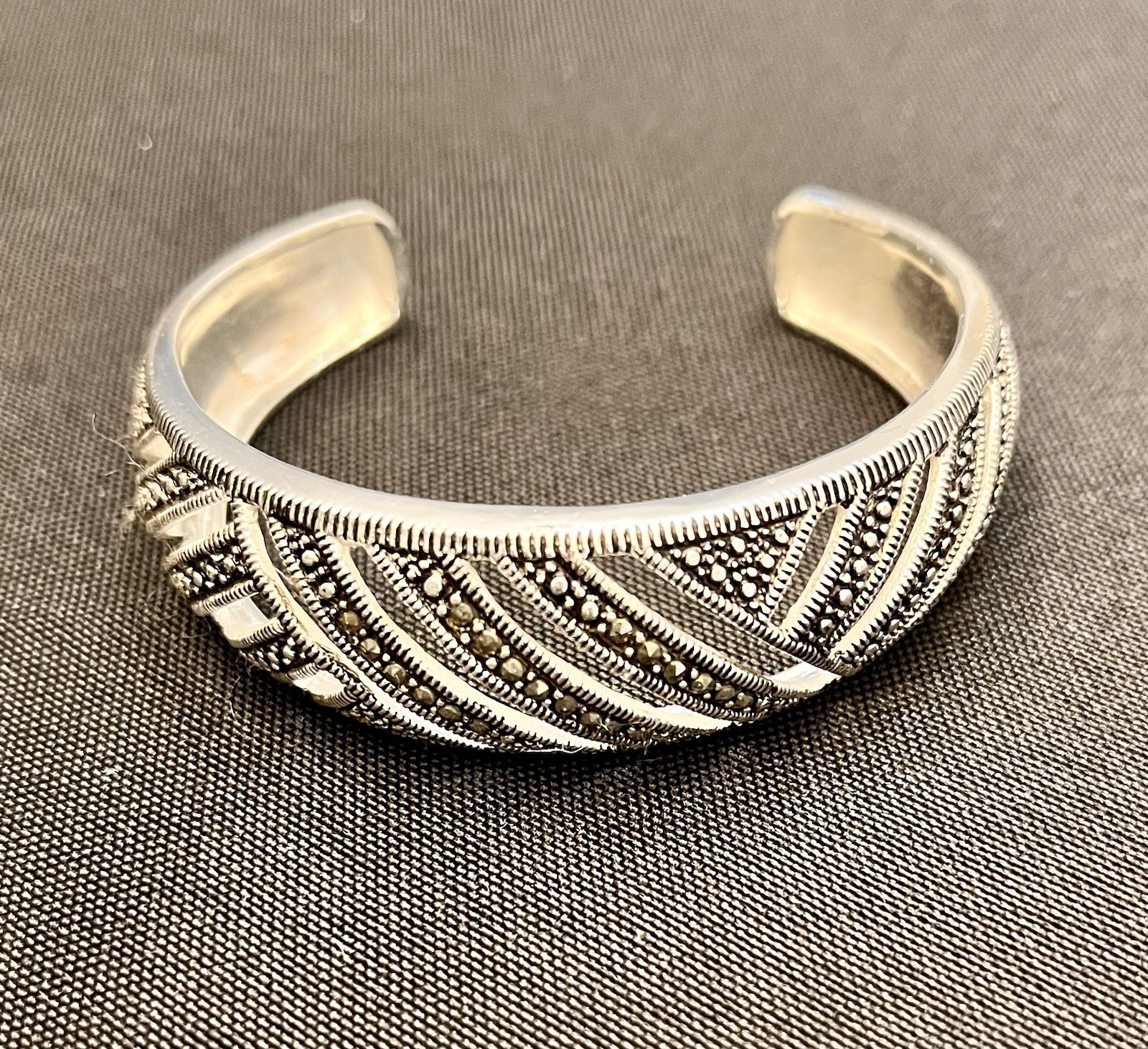 Marsala Marcasite Bracelet Silver Color Art Deco Geometric New In Box Cuff
