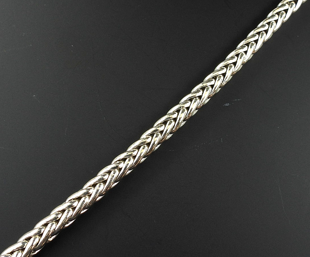 Vintage Sterling Silver 925 Wheat Chain Bracelet Toggle Clasp 7.5″ Spiga Women