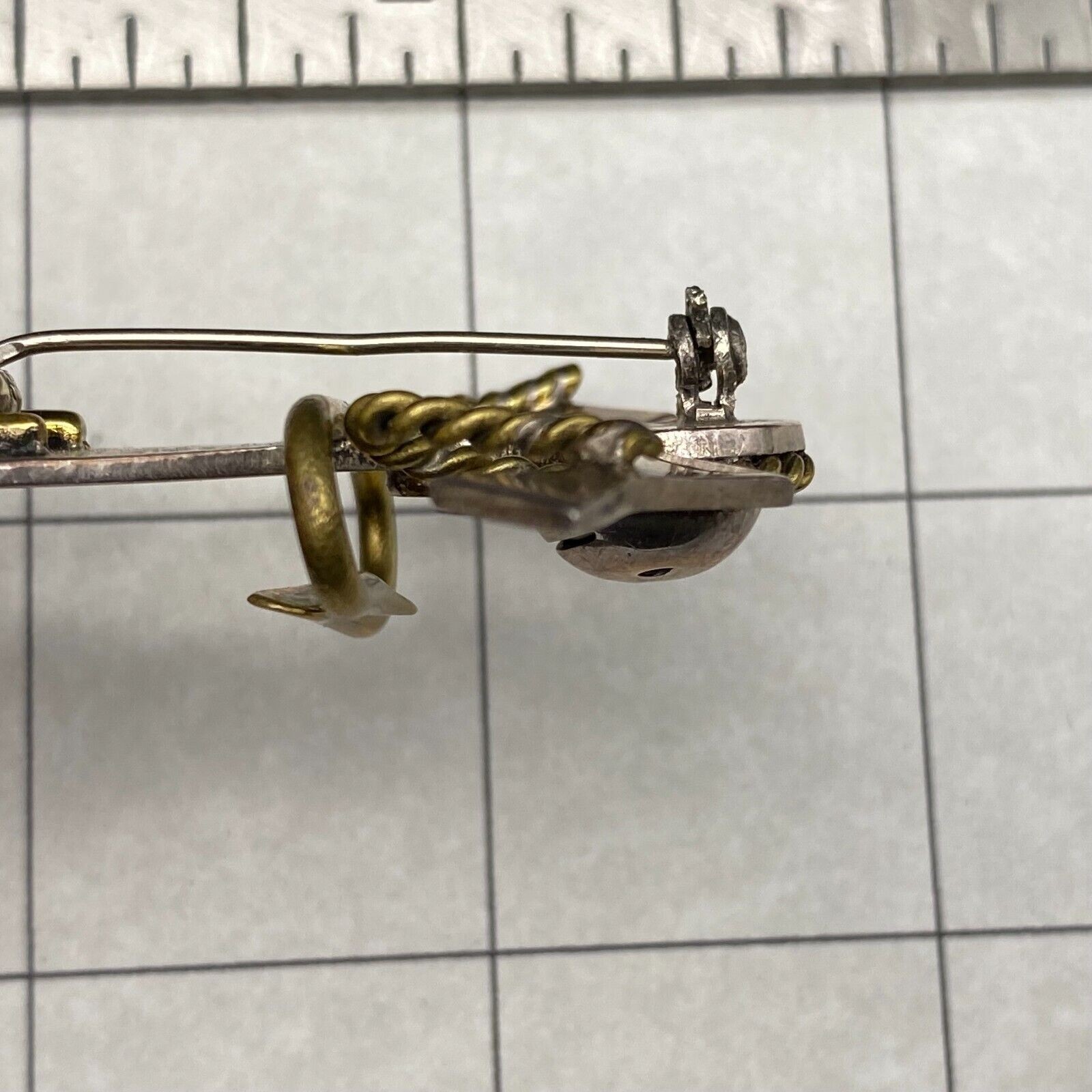 Vintage Mexico Girl Bow Knot Mixed Metal Sterling Silver Brass Pin Brooch