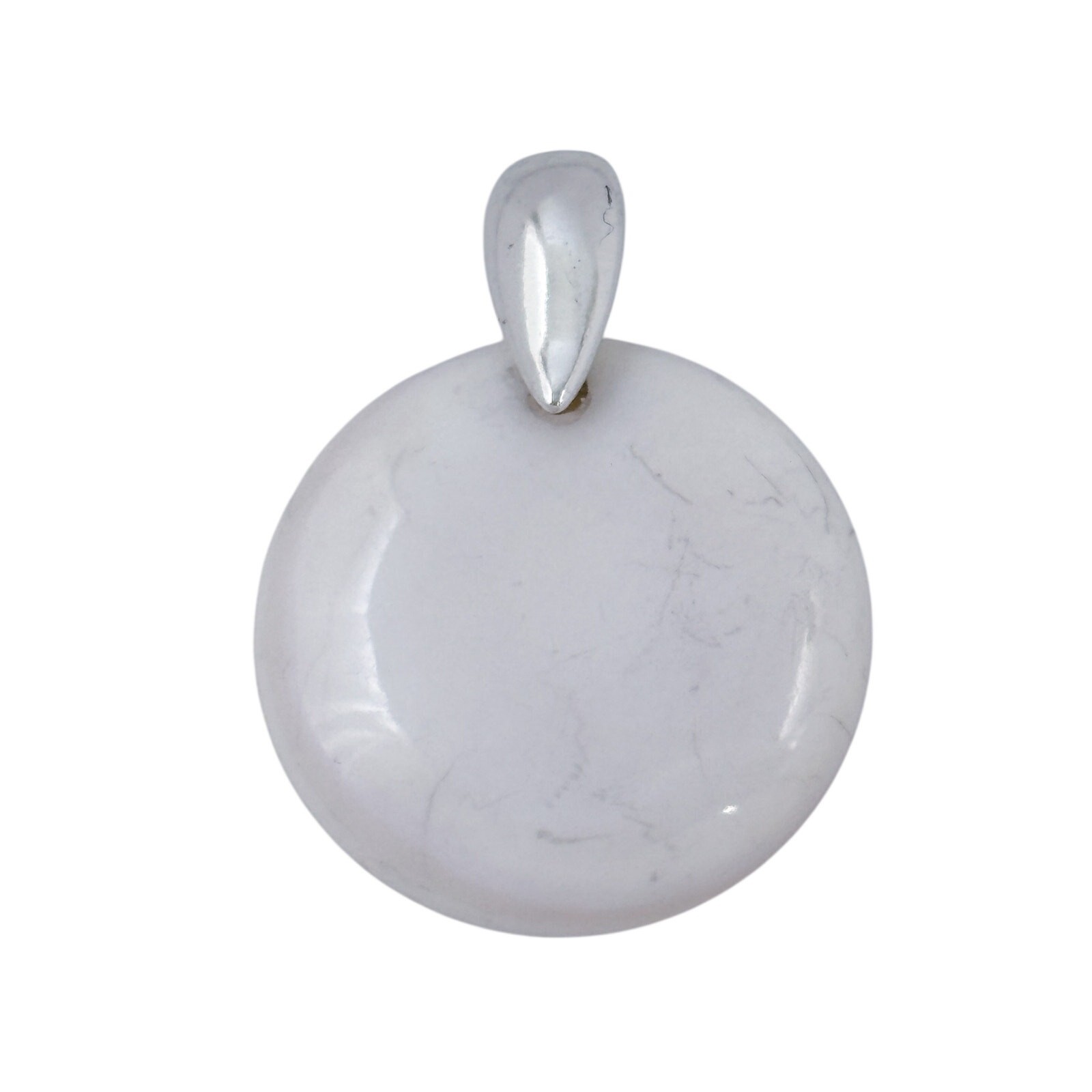 Vintage Sterling Silver 925 White Agate Disc Pendant