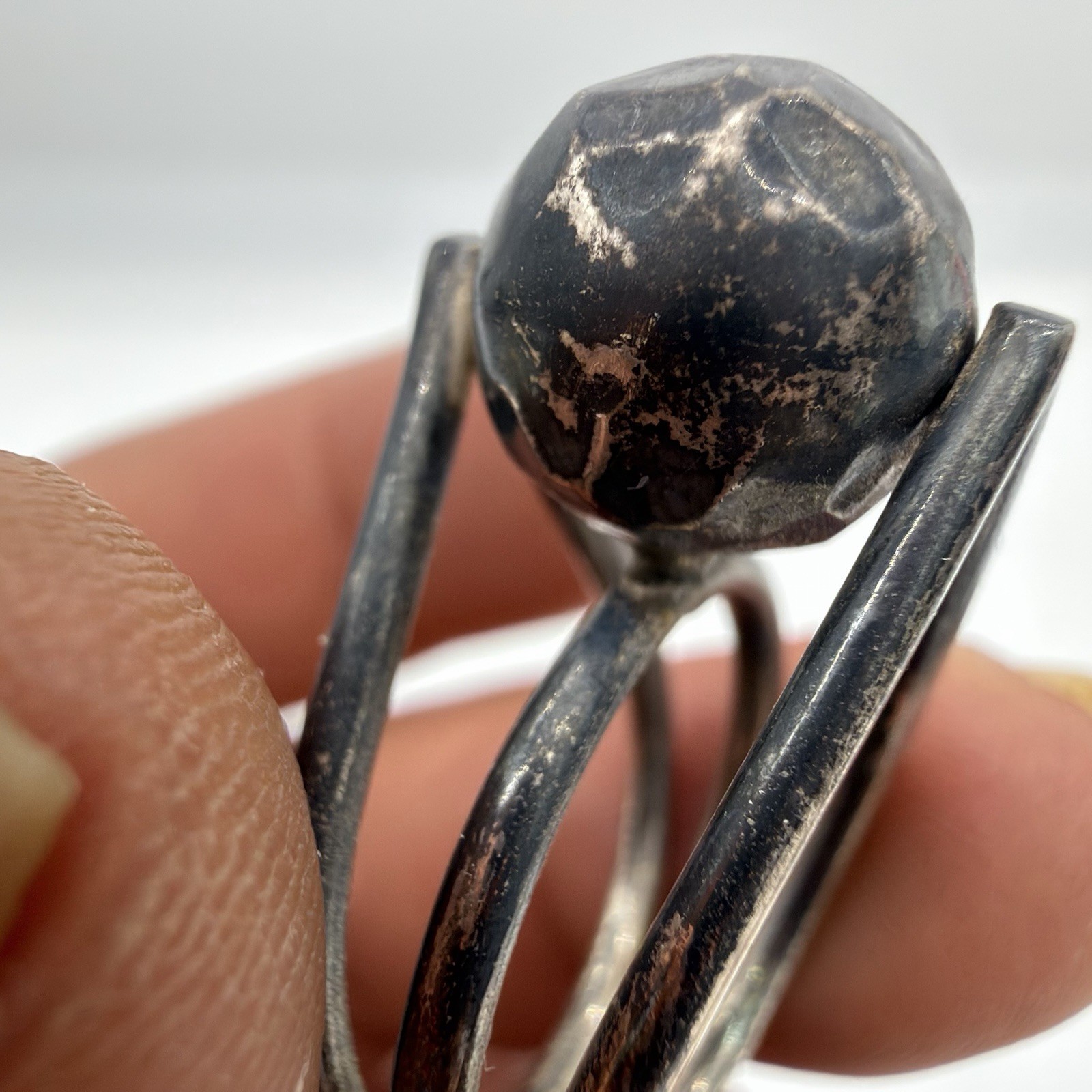 Vtg DDD DOMINIC DINOUART 925 Ring Hammered Ball Modernist MEXICO Sz 7