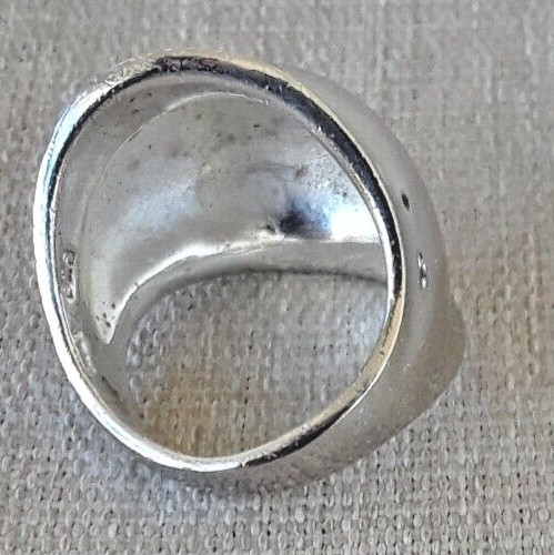 Ham Thai Signed 925 Sterling Silver Vintage Modernist Dome Ring Size 17.5mm