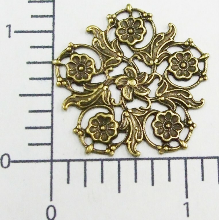 24603 Brass Oxidized Floral Filigree Jewelry Finding