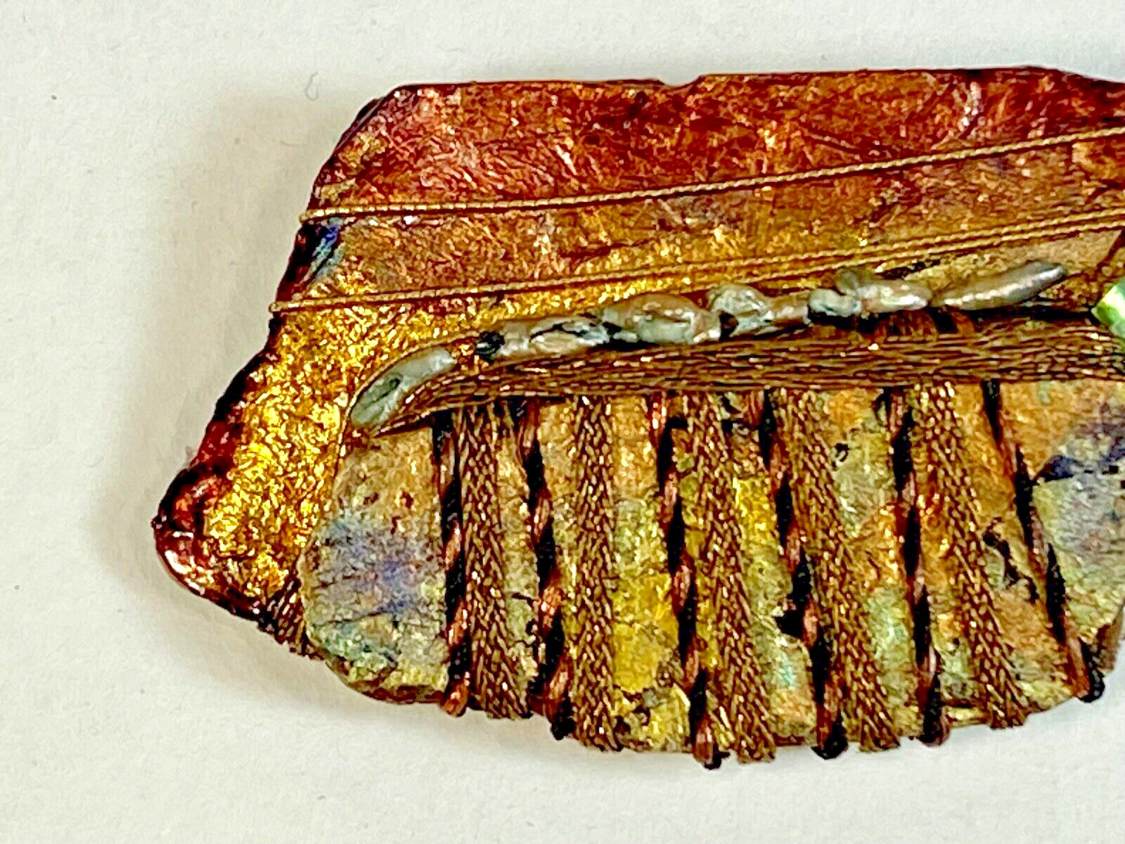 Vintage 1980’s-1990’s UNIQUE handmade found object subtle rainbow pin brooch
