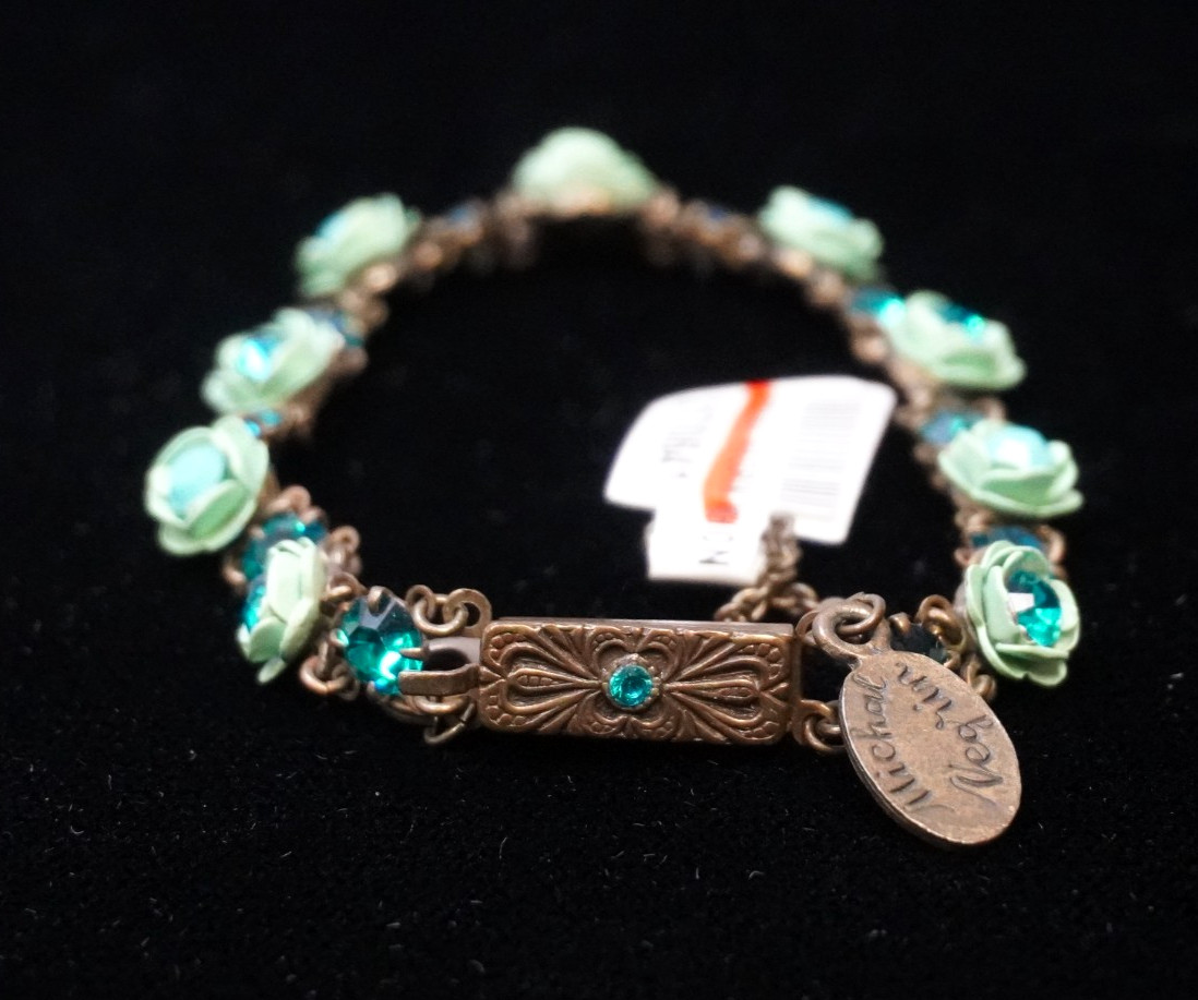 Michal Negrin Rhinestone blue Flower Bracelet