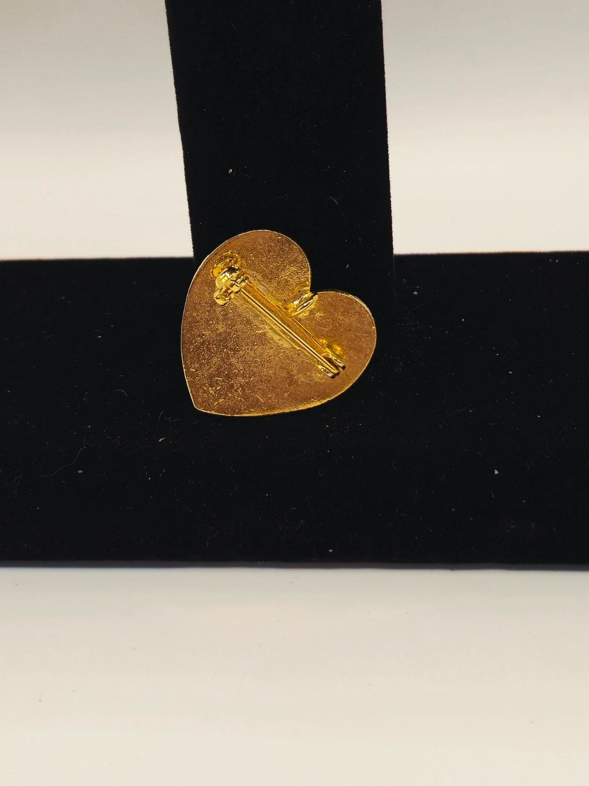 Vintage Cloisonne Heart Brooch Pin Red Enamel Butterfly Floral Gold Tone 1″