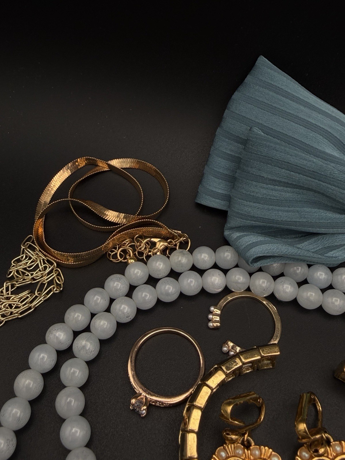 Vintage Costume Jewelry Lot Feminine Blues And Gold Tones Monet, Avon, Unmarked