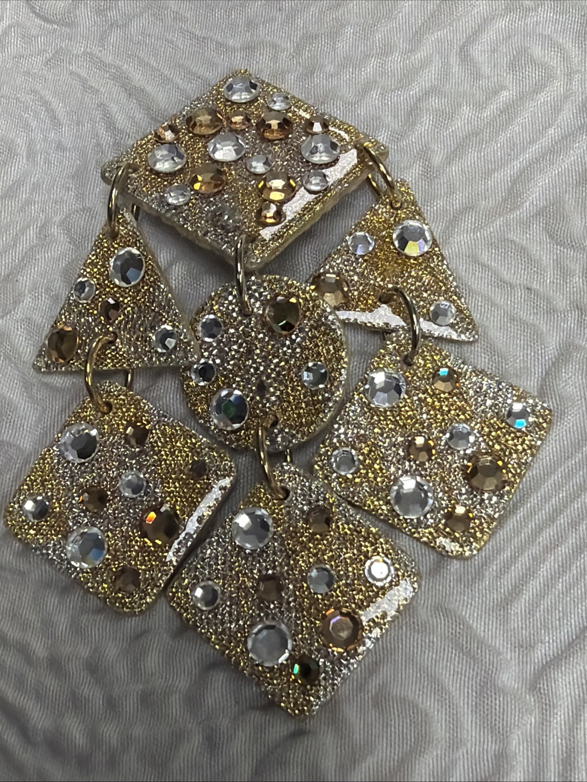 Vintage 1980s (2) MAM Retro Style Glitzy Chimes Clip Dangle Earrings Geometric