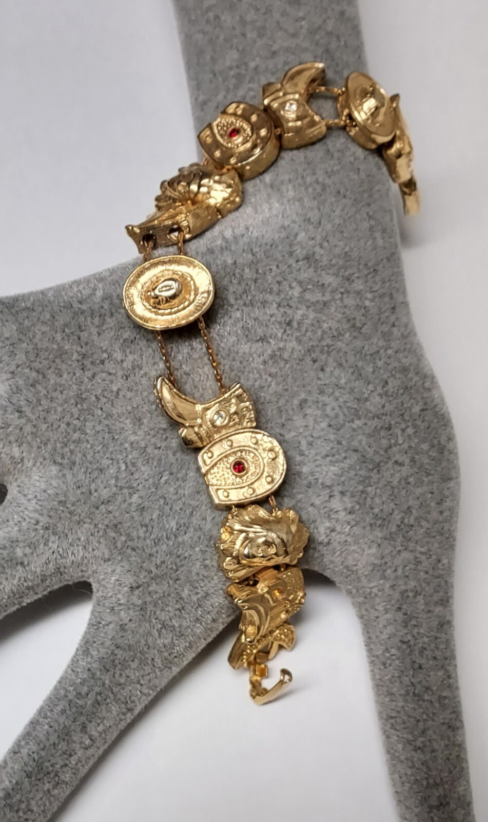 Vintage Western Slider Charm Bracelet – Cowboy Boot Rhinestone