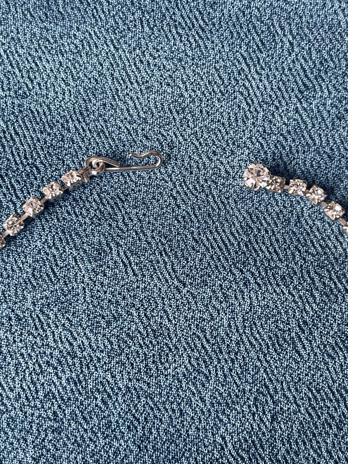Vintage Rhinestone Necklace & Earrings Black Clear Stones Bridal Prom Jewelry
