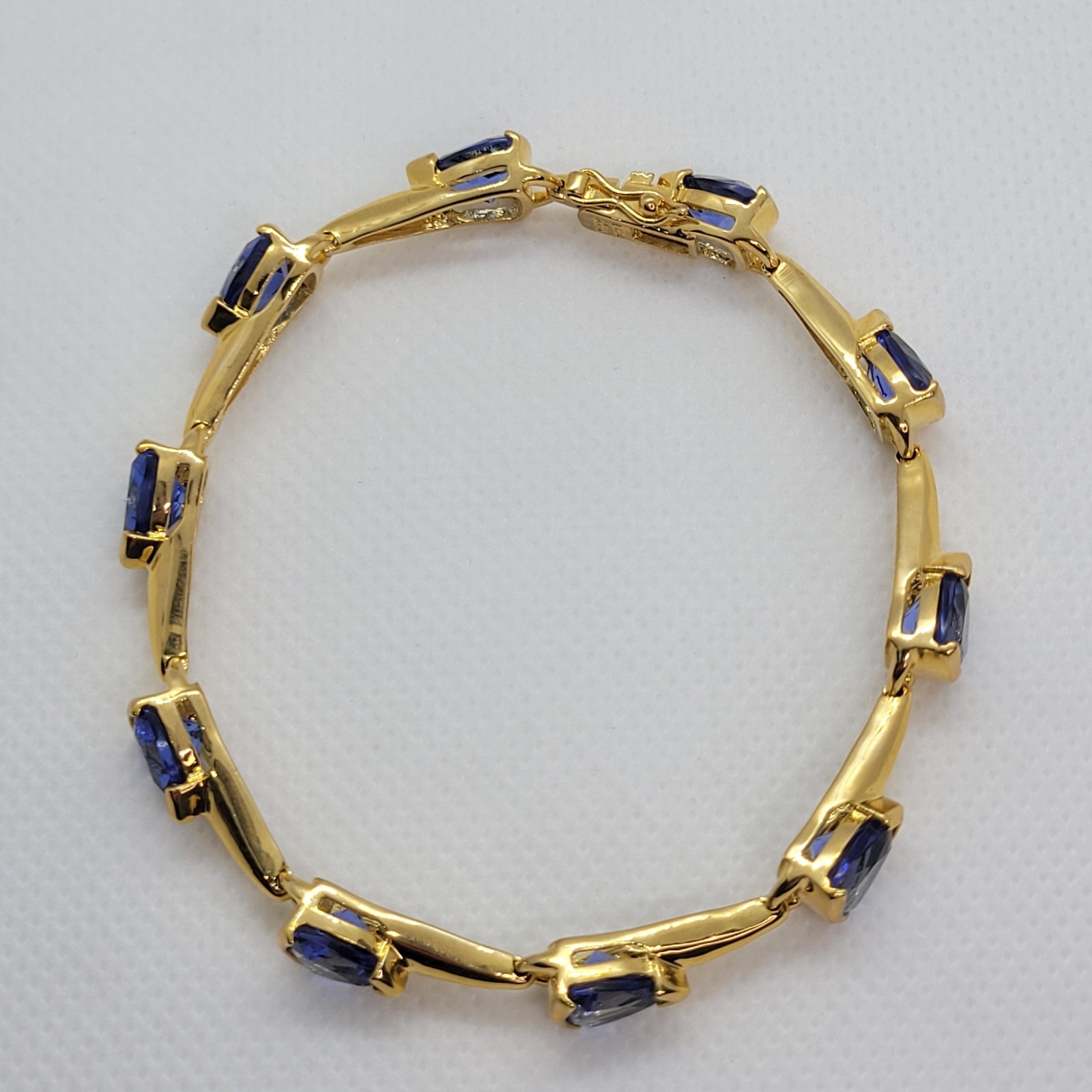 Vintage Sterling 925 Earrings Bracelet Ring Set Simulated Tanzanite Trillion Cut