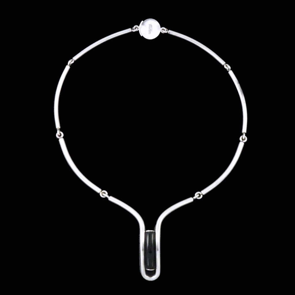 N. E. From – Denmark. Sterling Silver Necklace with Onyx – 1960s