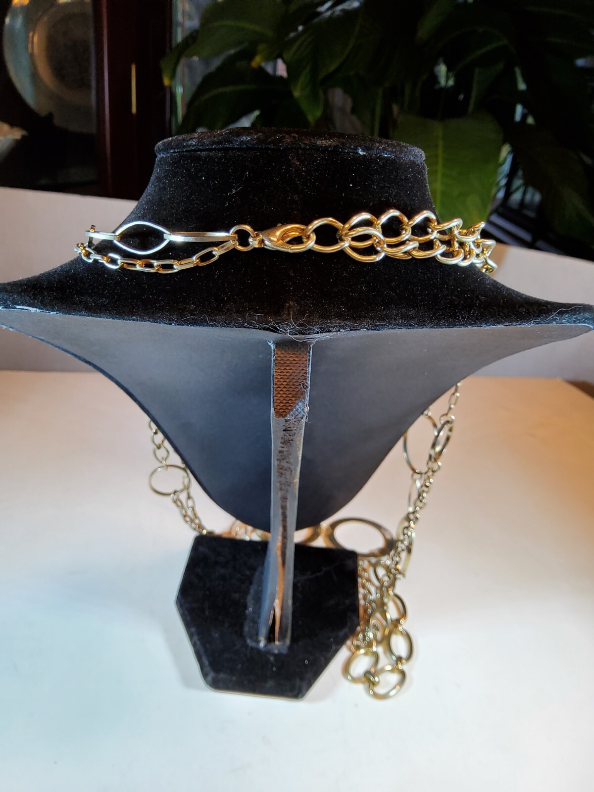Vtg Gold Tone Mixed Loop And Chain Necklace 32″