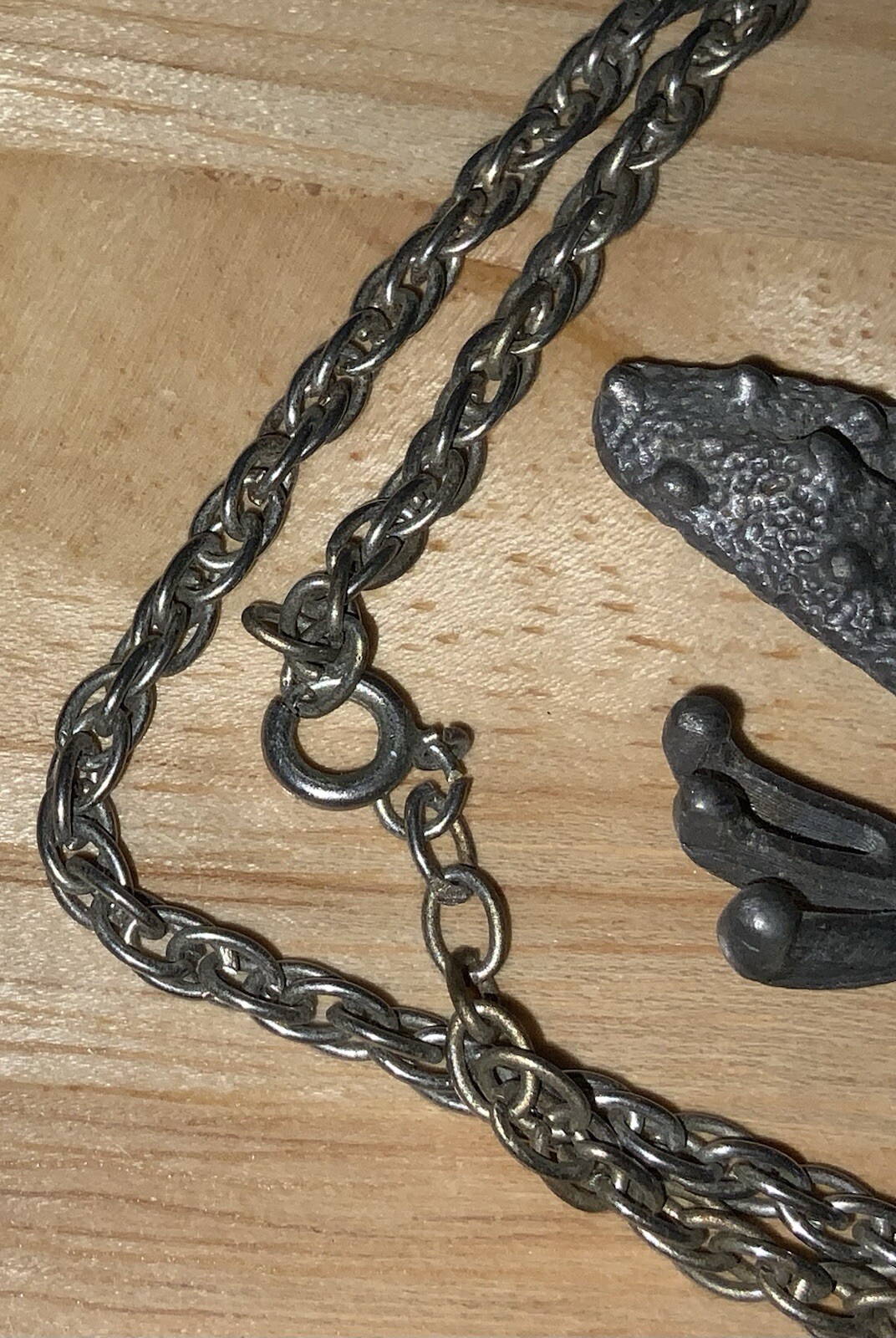 Vintage, Gray Metal Frog Pendant W/ White Rhinestones Articulate Eyes, Necklace