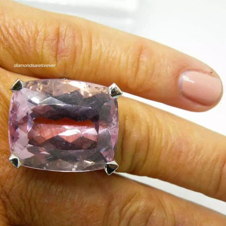 One-Of-A-Kind Awesome Solitaire 29.00CT Rose Pink Cushion Kunzite Wedding Ring
