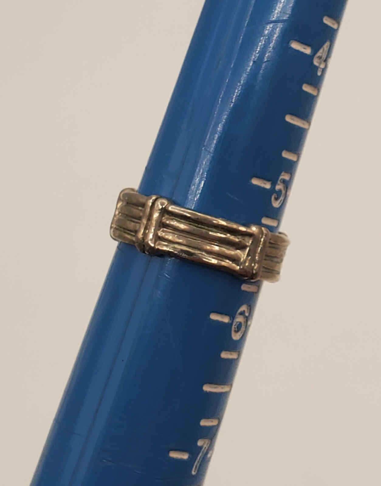 925 Ribbed Band Ring Sz 5.5 Sterling Silver 3g Unisex Bamboo Pinky Stacked Look