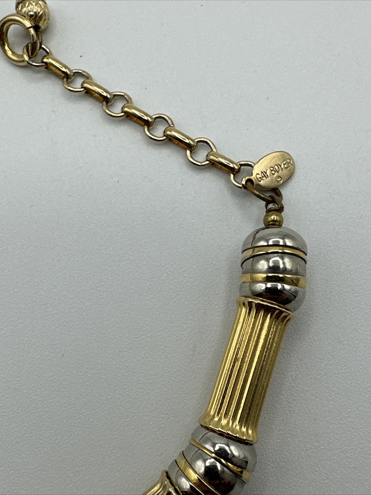 Vintage Gay Boyer Choker Necklace Gold And Silver Beaded #376