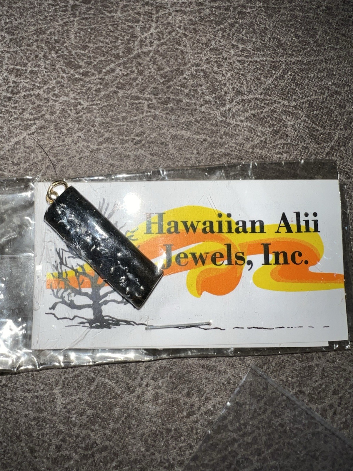 Vintage Hawaiian black coral pendant (in original package)