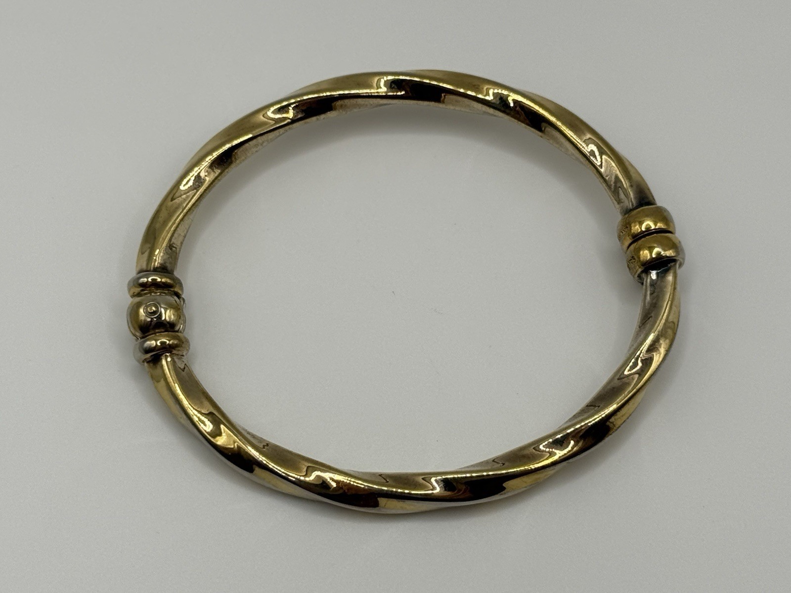 Vtg Vermeil Sterling Silver Twist Bangle Bracelet 6.25”