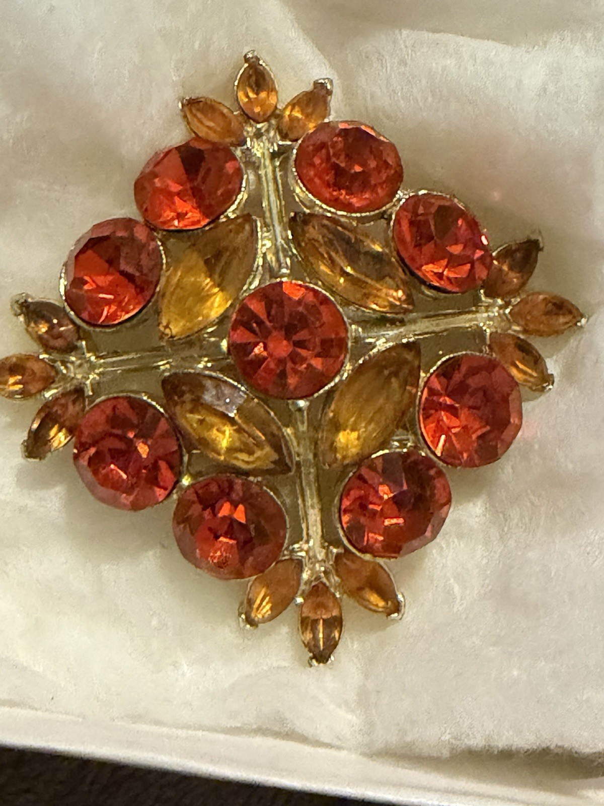 Vintage Signed Austrian Rhinestone Brooch Pin