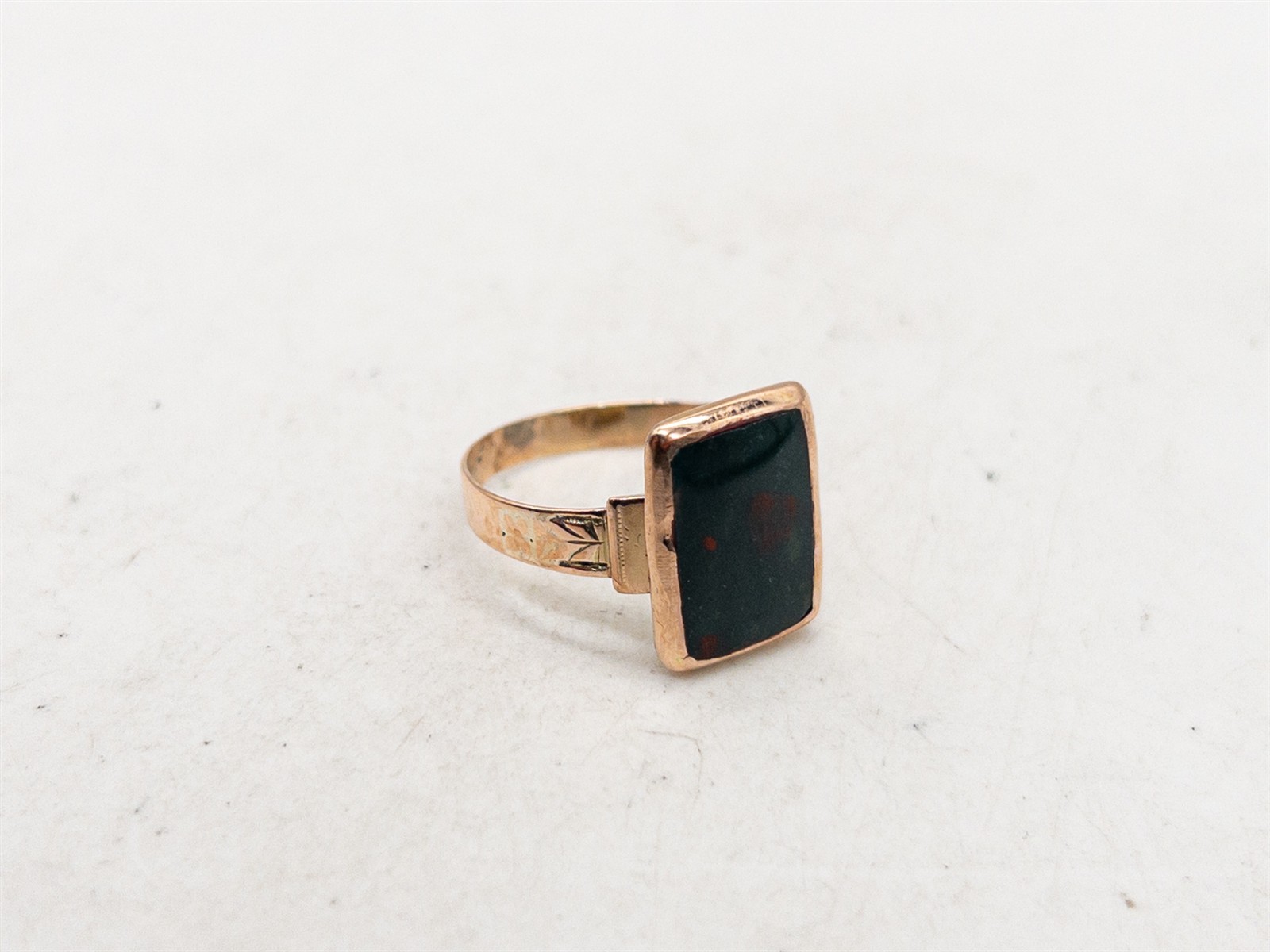 Antique Victorian 1870s $1500 3ct Natural Bloodstone 14k Rose Gold Band Ring