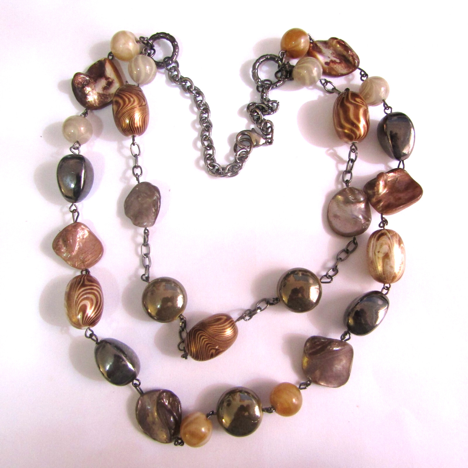 Vintage Abalone Lucite bead Necklace Double Strand 2*18*21