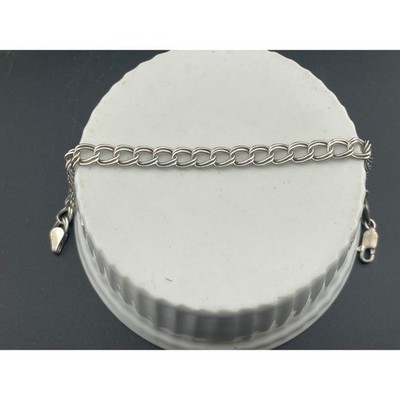Vintage Italian Sterling Silver Double Rolo Link Bracelet 925 7.75″