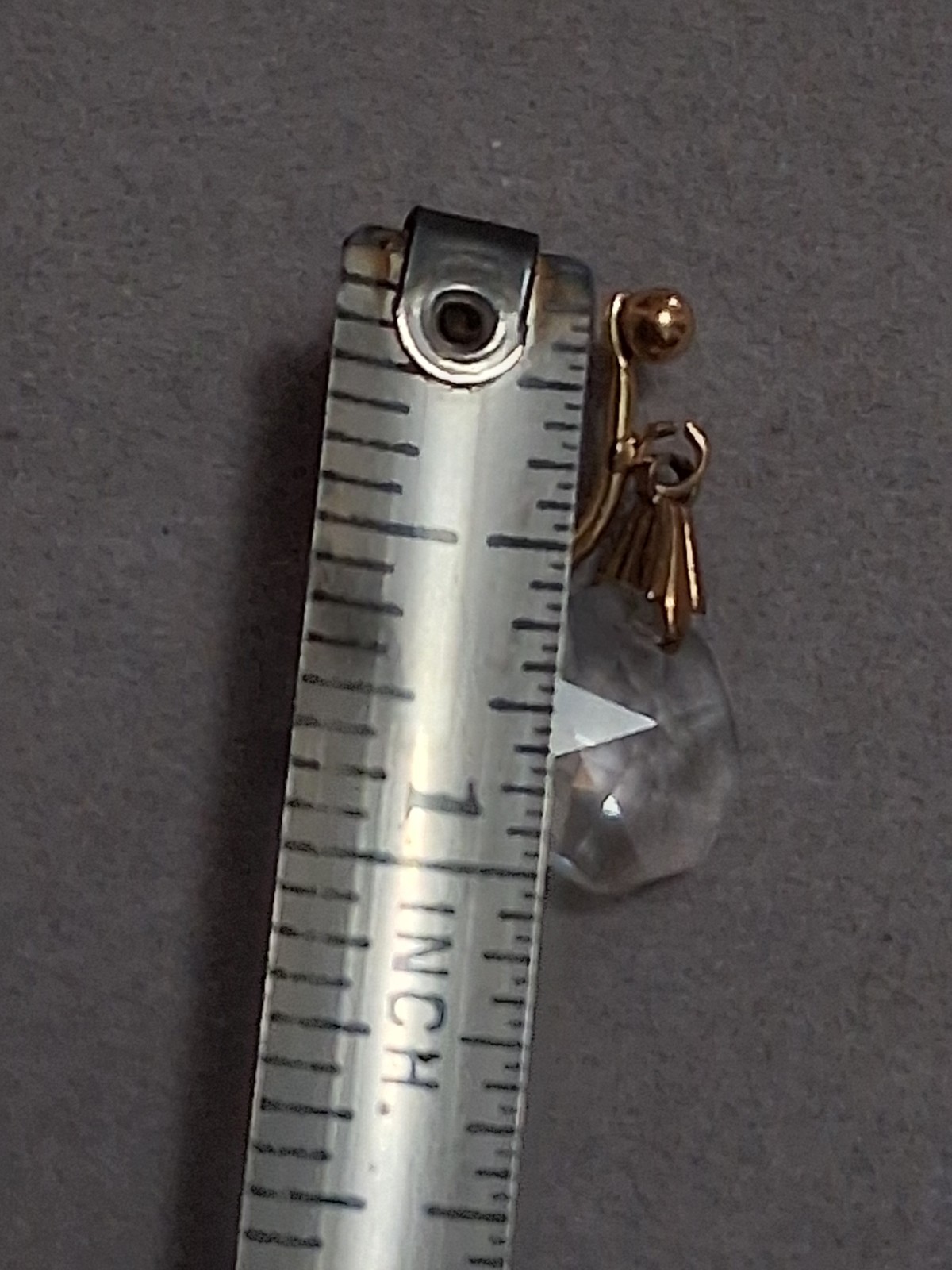 Gold filled faceted crystal dangle drop adjustable clip on earrings, geometric