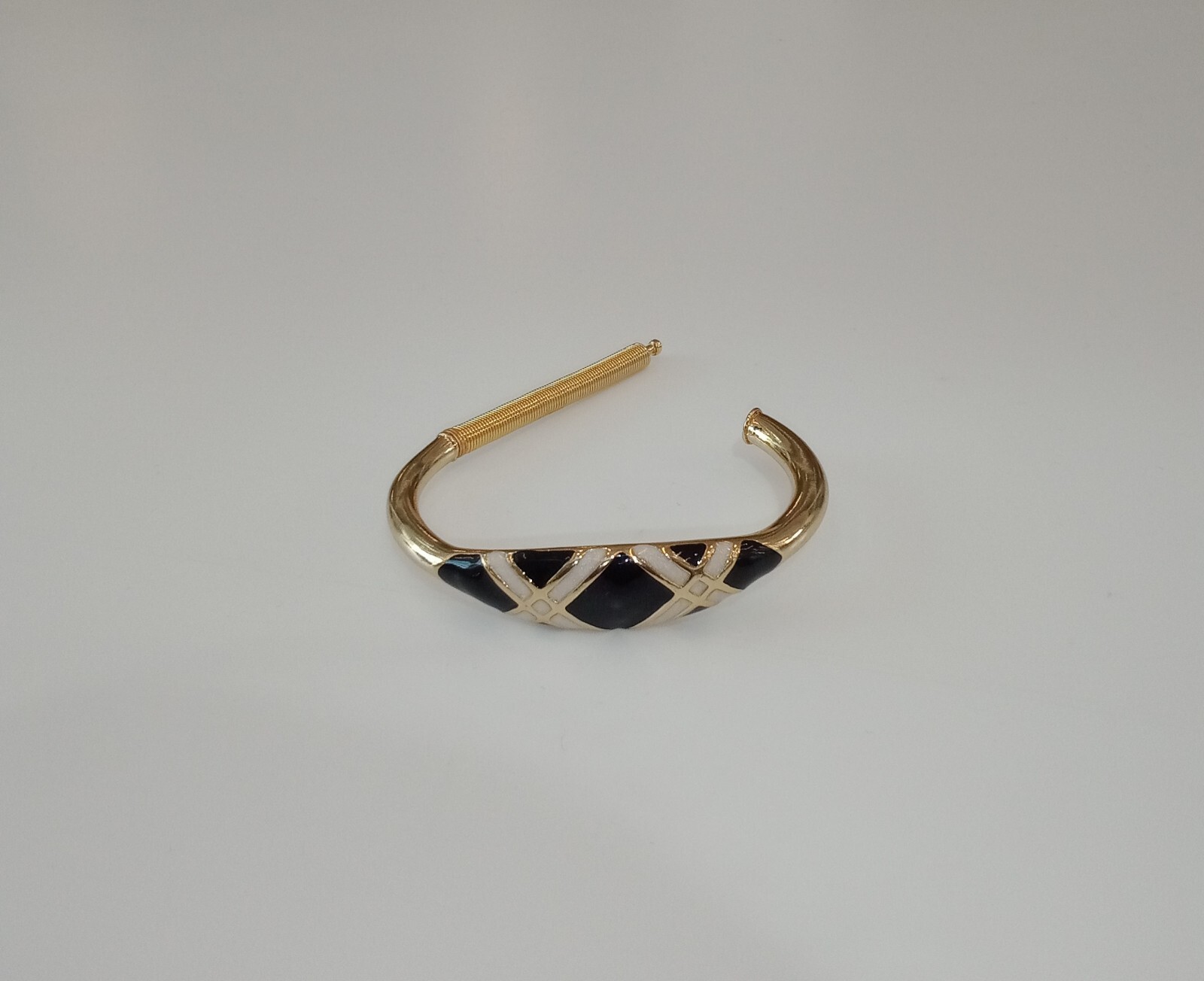 Vintage Orena Paris Bracelet, Goldplate w/ Black & Ivory Enamel, c. ’70s / ’80s
