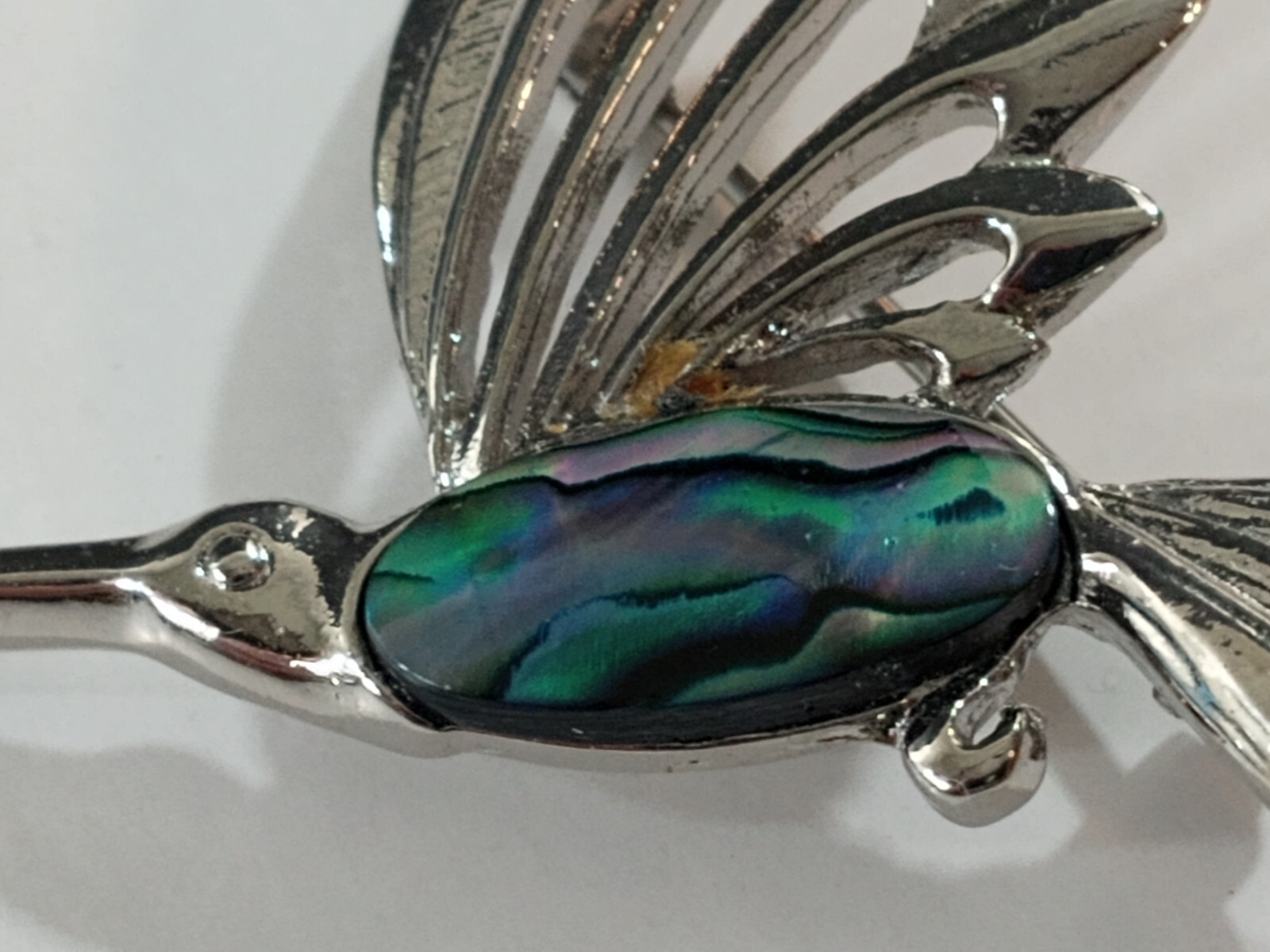 Ariki Paua Shell from New Zealand Hummingbird Brooch Pin
