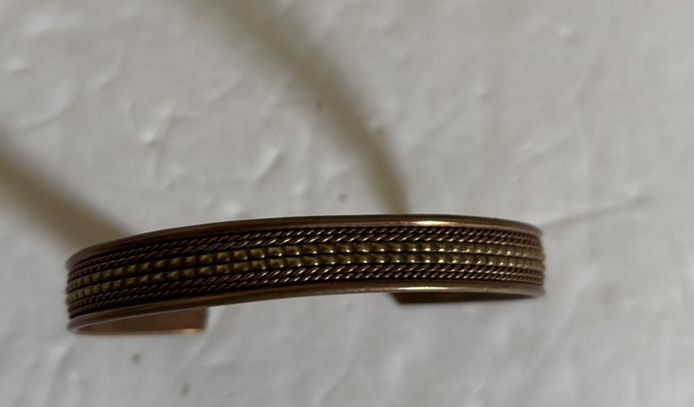 Vintage Metal COPPER South Western Cuff Bracelet 3″ Round