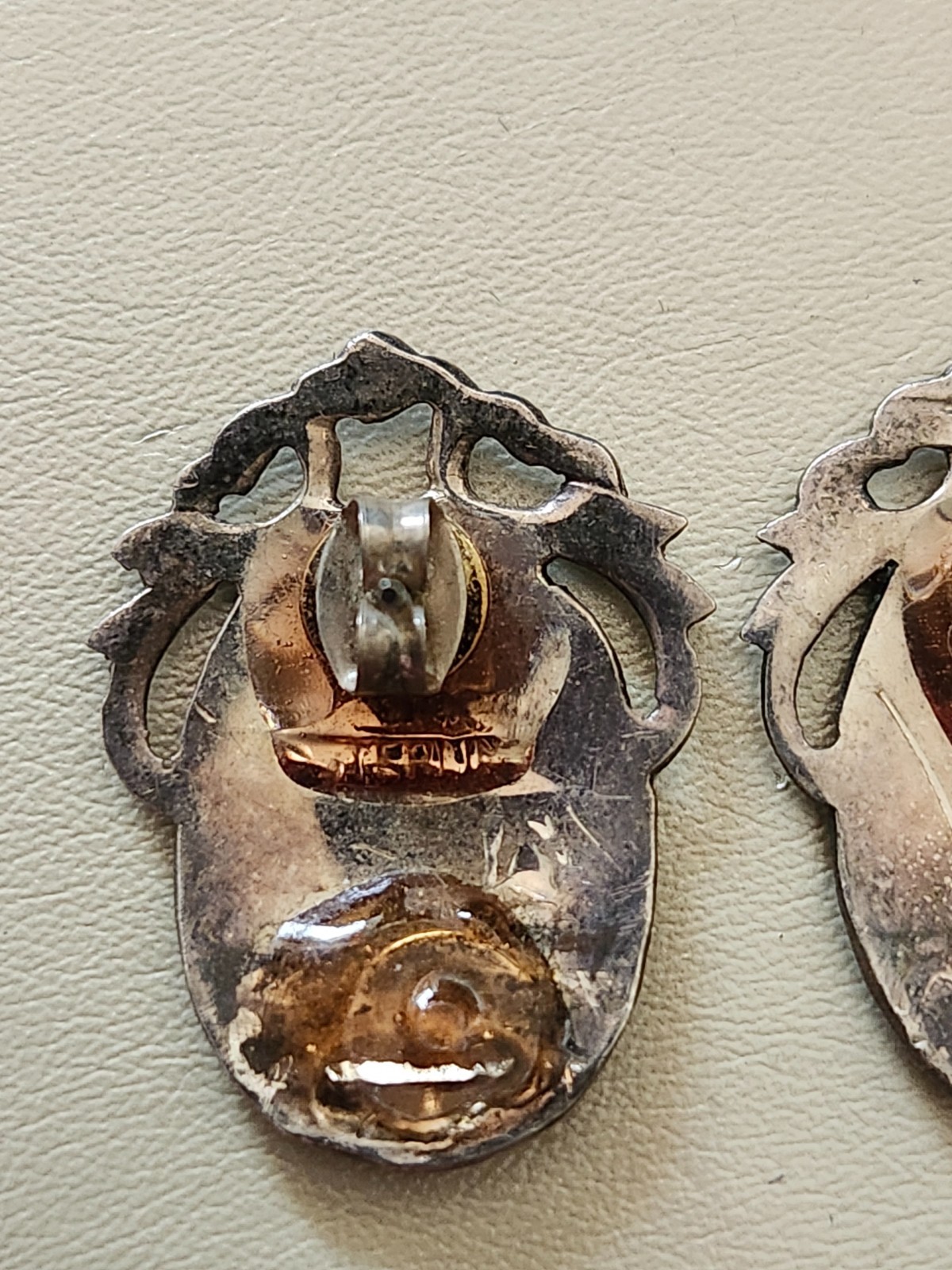 Sterling Silver Siam Niello Dancer Vintage Post Pierced Back Earrings & daily sh