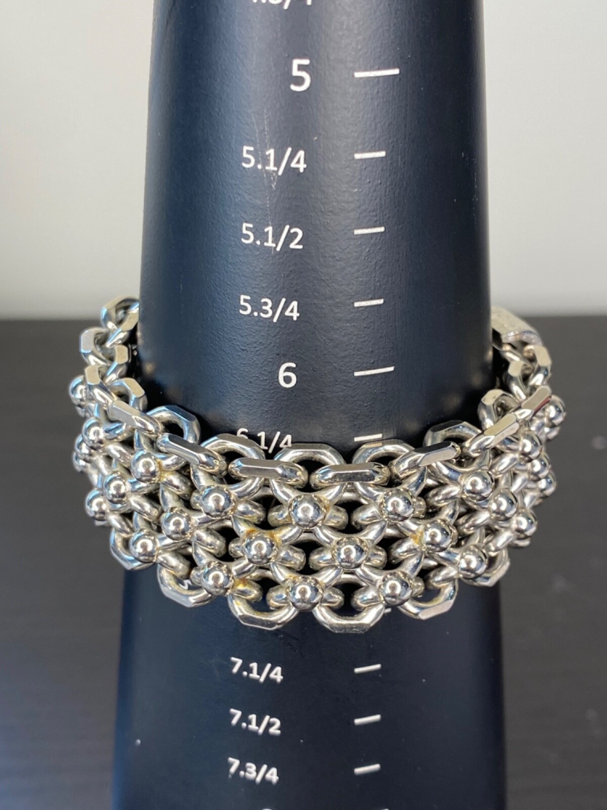 Vintage Cathé Cathe Chunky Silver Tone Heavy Brutalist Ball & Chain Bracelet