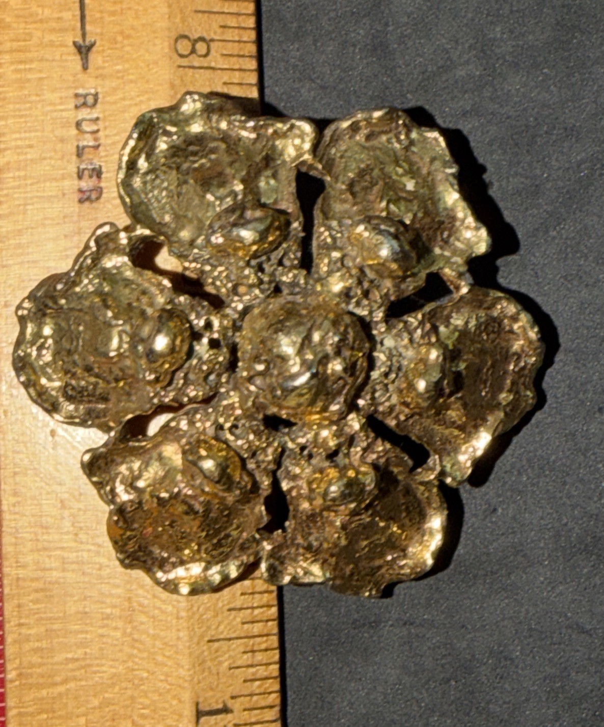 Gorgeous Robert Zentall Brutalist Floral Brooch Vtg Signed Goldtone