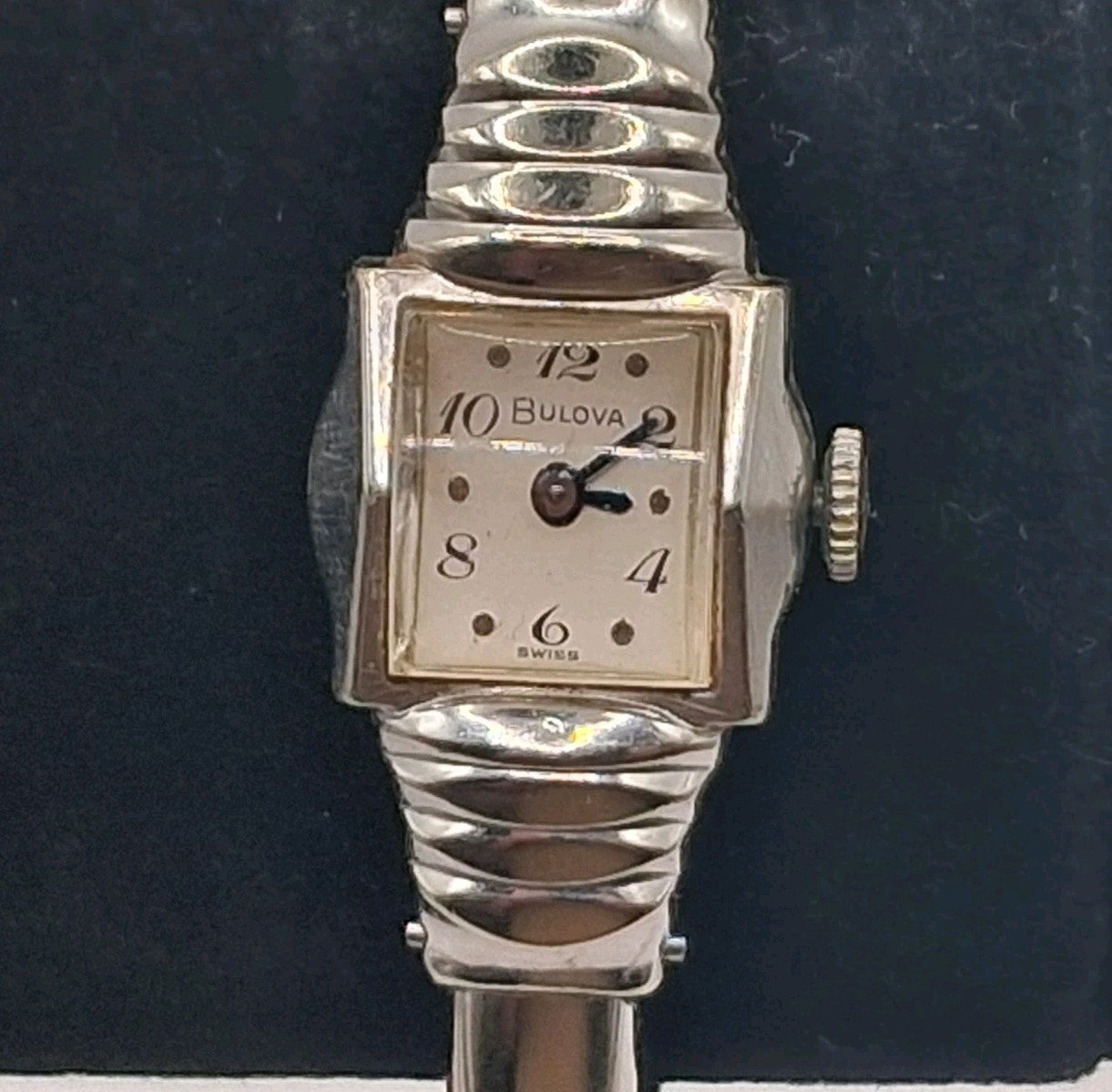 Vintage Bulova 10k Rolled White Gold Plate Manual Wind Ladies Watch Working