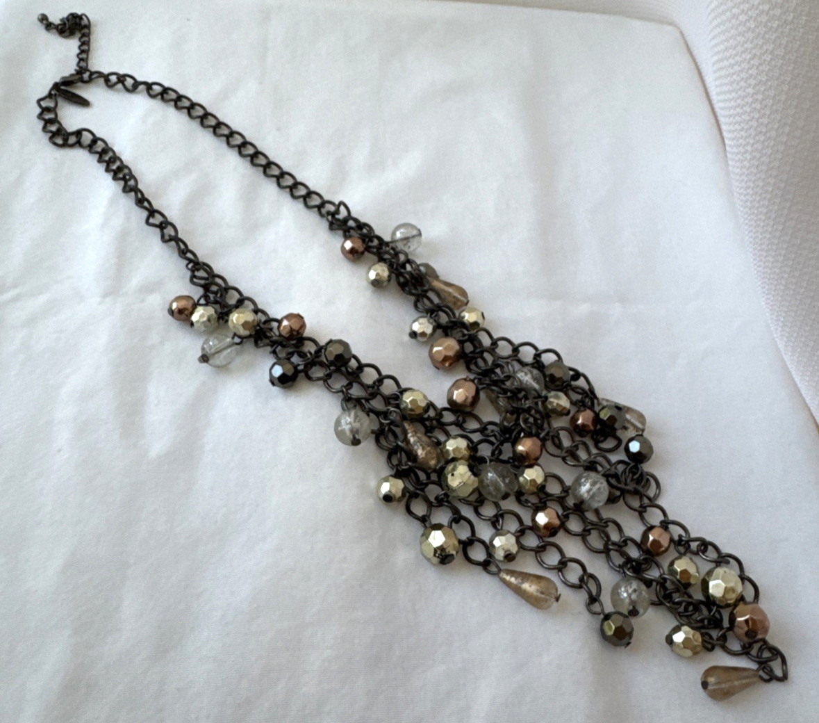 Gunmetal VTG Modernist Metal Necklace Mesh Chainmail Choker goth Hippie Gypsy