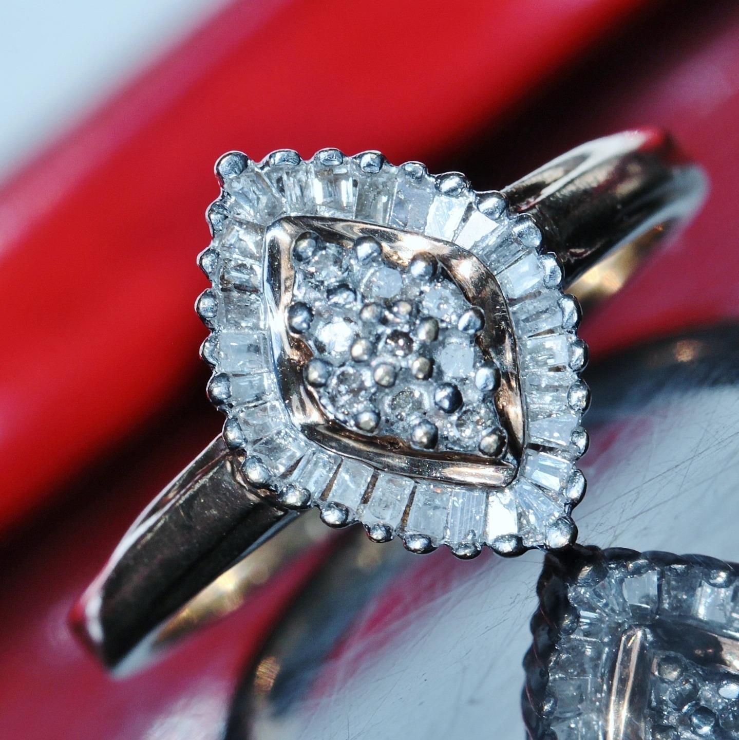 10k yellow gold ring 0.35ct natural diamond size 7 vintage handmade 2.7gr #5283
