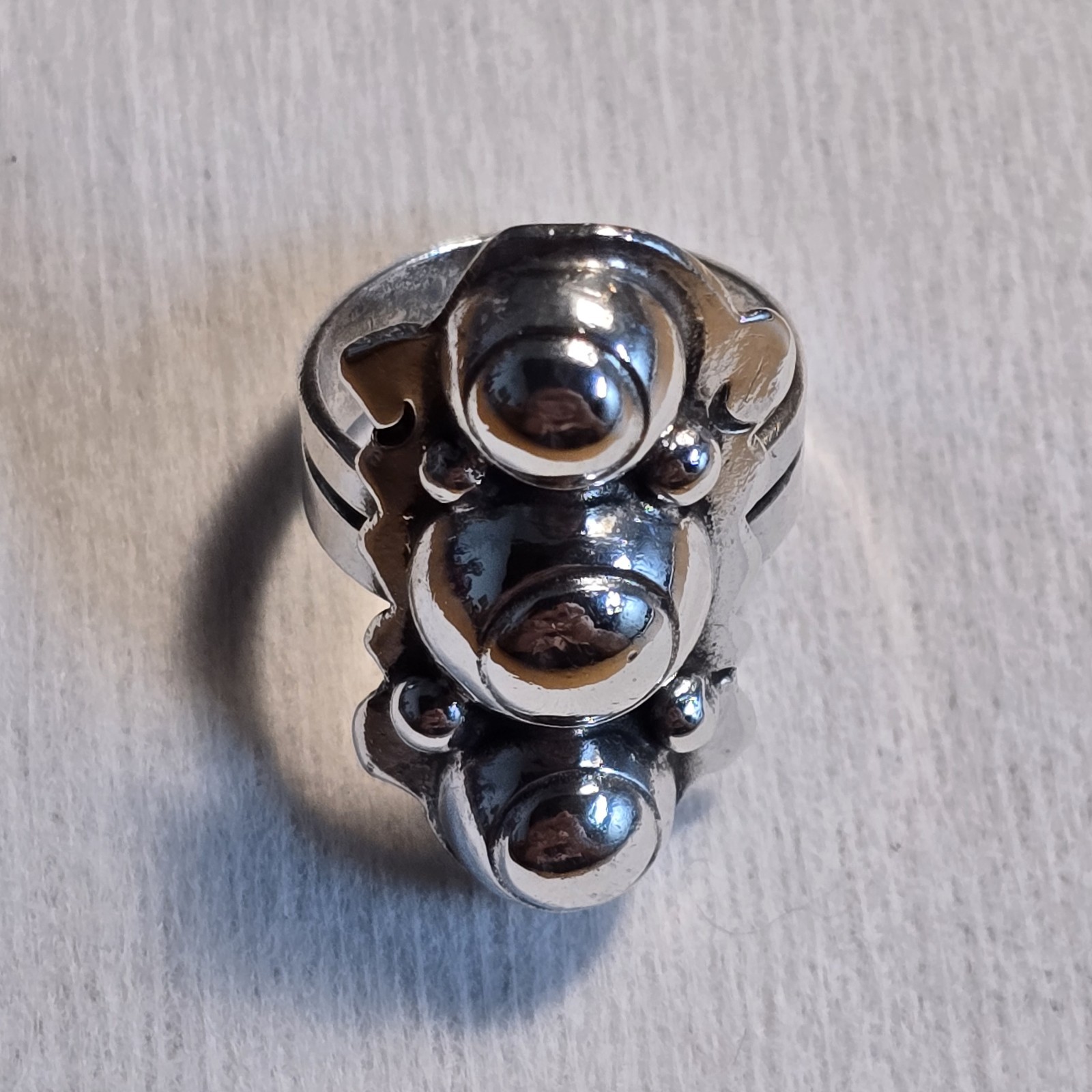 Taxco Mexico .980 Sterling Silver Triple Dome Modernist Ring Sz 5 Ring