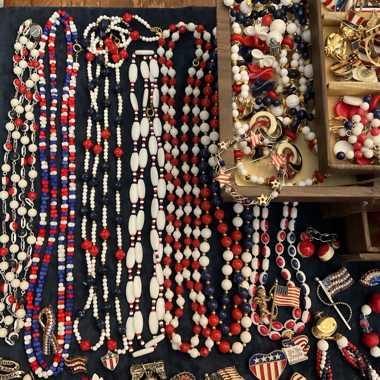 Vintage Lot Patriotic Forth Of July Red White Blue Jewelry Sarah C Monet Emmons