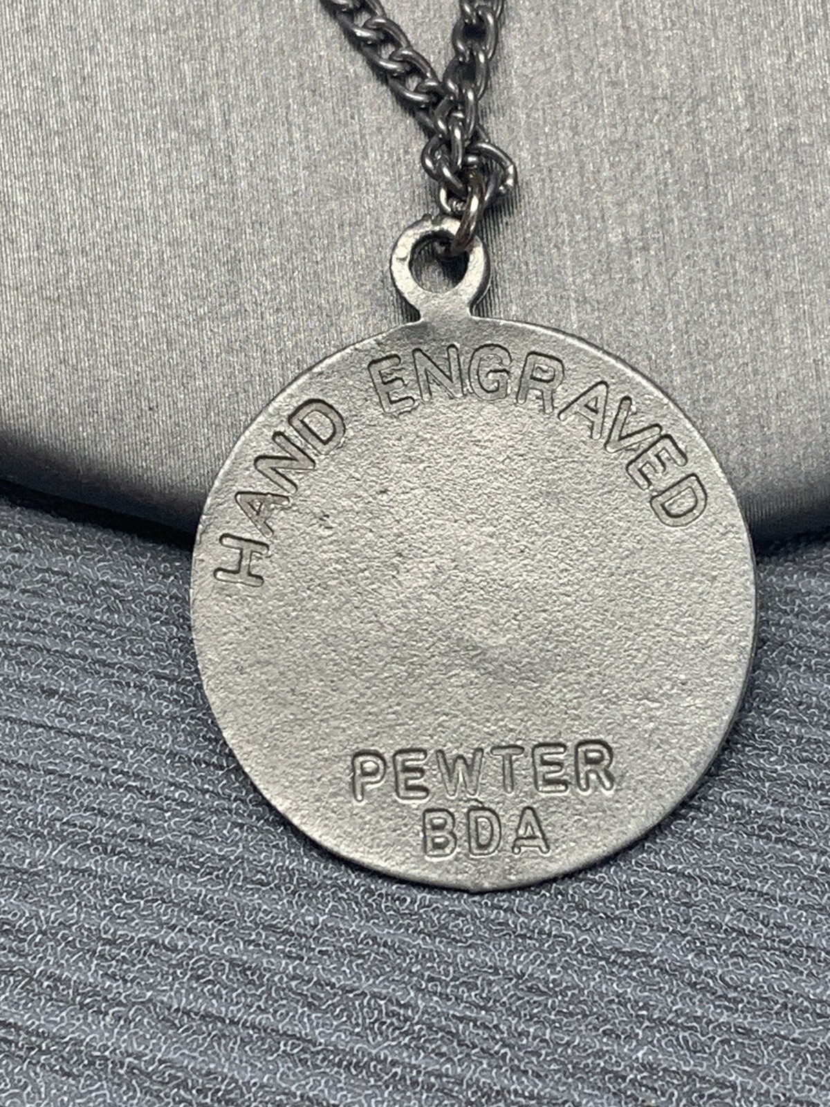 Vintage Pewter BDA Zodiac astrology Taurus Bull Engraved Pendant Necklace 18”