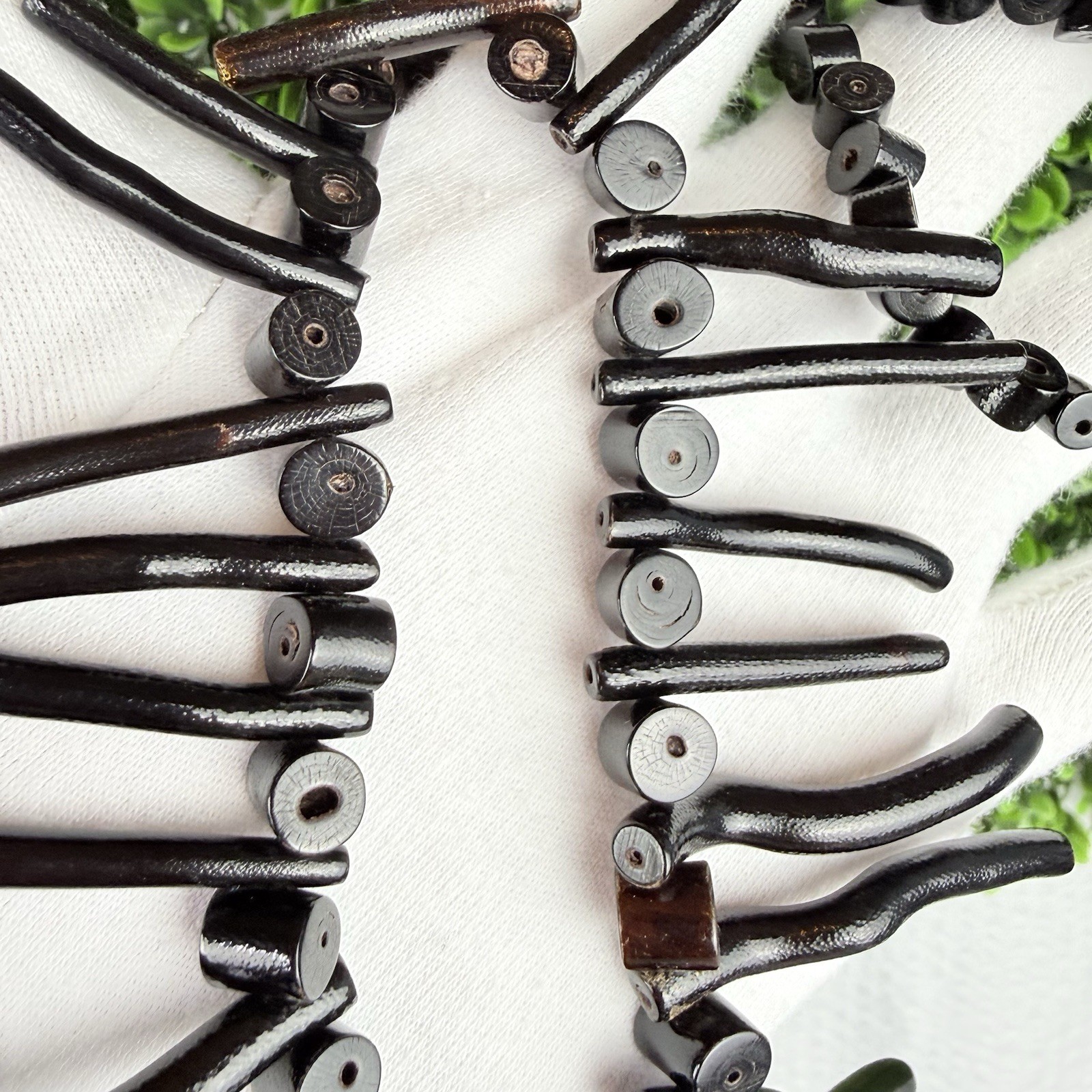 Vintage Genuine Black Branch Coral Chunky Tribal Boho Chic Goth Fringe Necklace