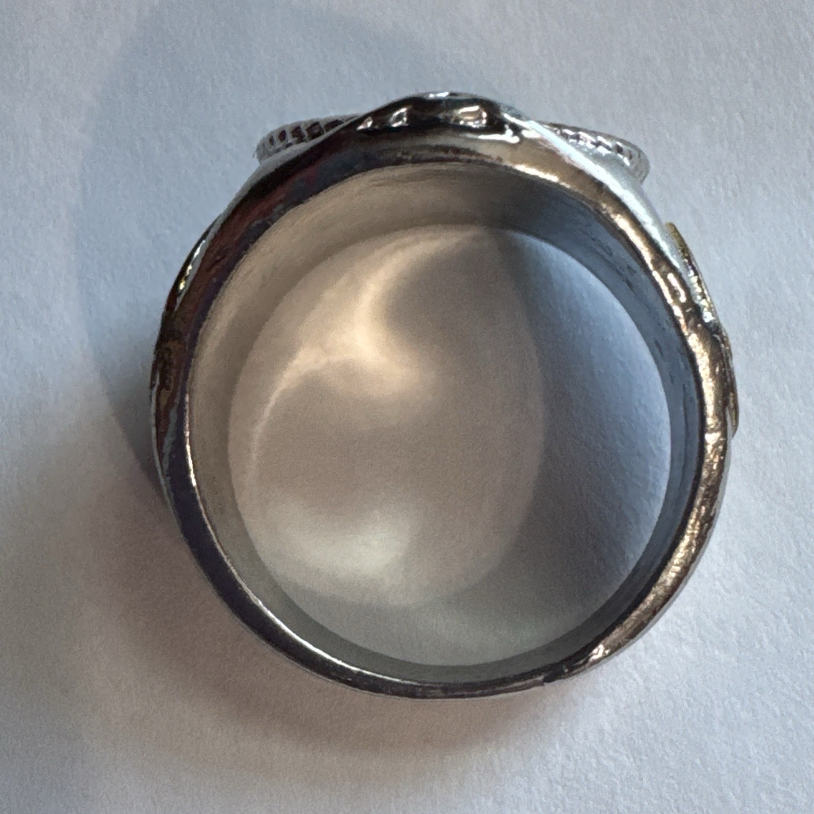 Vintage Sterling Silver Tone Men’s Buffalo Nickel Coin Signet Ring Size 10.5
